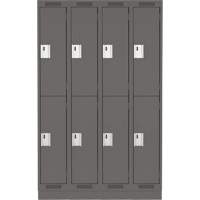 Clean Line Lockers, 2 -tier, Bank of 4, 48" x 18" x 76", Steel, Charcoal, Rivet (Assembled) NRZ Safety Inc.