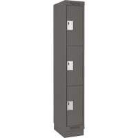 Clean Line Lockers, 3 -tier, 12" x 18" x 76", Steel, Charcoal, Rivet (Assembled) NRZ Safety Inc.