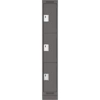 Clean Line Lockers, 3 -tier, 12" x 18" x 76", Steel, Charcoal, Rivet (Assembled) NRZ Safety Inc.