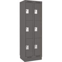 Clean Line Lockers, 3 -tier, Bank of 2, 24" x 18" x 76", Steel, Charcoal, Rivet (Assembled) NRZ Safety Inc.