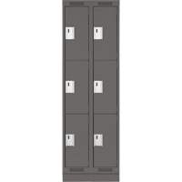 Clean Line Lockers, 3 -tier, Bank of 2, 24" x 18" x 76", Steel, Charcoal, Rivet (Assembled) NRZ Safety Inc.