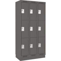 Clean Line Lockers, 3 -tier, Bank of 3, 36" x 18" x 76", Steel, Charcoal, Rivet (Assembled) NRZ Safety Inc.