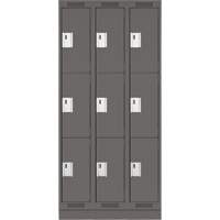 Clean Line Lockers, 3 -tier, Bank of 3, 36" x 18" x 76", Steel, Charcoal, Rivet (Assembled) NRZ Safety Inc.