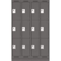Clean Line Lockers, 3 -tier, Bank of 4, 48" x 18" x 76", Steel, Charcoal, Rivet (Assembled) NRZ Safety Inc.