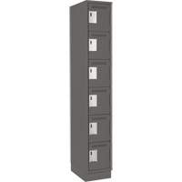 Clean Line Lockerette, 6 -tier, 12" x 18" x 76", Steel, Charcoal, Rivet (Assembled) NRZ Safety Inc.