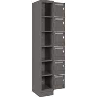 Clean Line Lockerette, 6 -tier, Bank of 4, 48" x 18" x 76", Steel, Charcoal, Rivet (Assembled) NRZ Safety Inc.