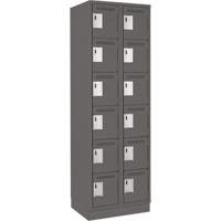 Clean Line Lockerette, 6 -tier, Bank of 2, 24" x 18" x 76", Steel, Charcoal, Rivet (Assembled) NRZ Safety Inc.