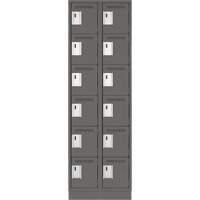 Clean Line Lockerette, 6 -tier, Bank of 2, 24" x 18" x 76", Steel, Charcoal, Rivet (Assembled) NRZ Safety Inc.