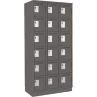 Clean Line Lockerette, 6 -tier, Bank of 3, 36" x 18" x 76", Steel, Charcoal, Rivet (Assembled) NRZ Safety Inc.