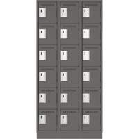 Clean Line Lockerette, 6 -tier, Bank of 3, 36" x 18" x 76", Steel, Charcoal, Rivet (Assembled) NRZ Safety Inc.
