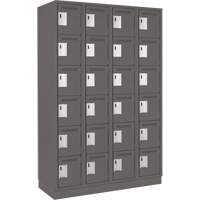 Clean Line Lockerette, 6 -tier, Bank of 4, 48" x 18" x 76", Steel, Charcoal, Rivet (Assembled) NRZ Safety Inc.