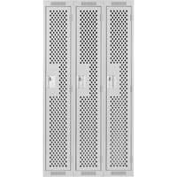 Clean Line Lockers, Bank of 3, 36" x 12" x 72", Steel, Grey, Rivet (Assembled), Perforated NRZ Safety Inc.
