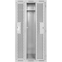 Clean Line Lockers, Bank of 3, 36" x 12" x 72", Steel, Grey, Rivet (Assembled), Perforated NRZ Safety Inc.