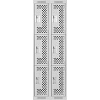 Casiers Clean Line, 3 niveaux, Bloc de 2, 24" x 12" x 72", Acier, Gris, Rivet (assembl&eacute;), Perfor&eacute; NRZ Safety Inc.