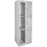 Casiers Clean Line, 3 niveaux, Bloc de 2, 24" x 12" x 72", Acier, Gris, Rivet (assembl&eacute;), Perfor&eacute; NRZ Safety Inc.