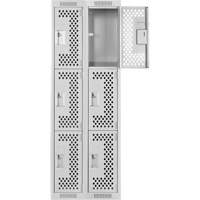 Casiers Clean Line, 3 niveaux, Bloc de 2, 24" x 12" x 72", Acier, Gris, Rivet (assembl&eacute;), Perfor&eacute; NRZ Safety Inc.