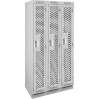 Clean Line Lockers, Bank of 3, 36" x 12" x 76", Steel, Grey, Rivet (Assembled), Perforated NRZ Safety Inc.