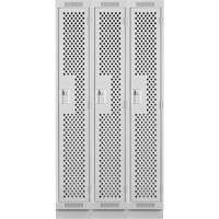 Clean Line Lockers, Bank of 3, 36" x 12" x 76", Steel, Grey, Rivet (Assembled), Perforated NRZ Safety Inc.