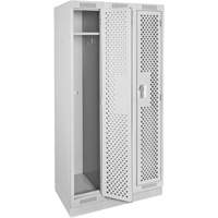 Clean Line Lockers, Bank of 3, 36" x 12" x 76", Steel, Grey, Rivet (Assembled), Perforated NRZ Safety Inc.