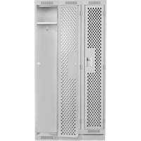 Clean Line Lockers, Bank of 3, 36" x 12" x 76", Steel, Grey, Rivet (Assembled), Perforated NRZ Safety Inc.