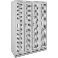Clean Line Lockers, Bank of 4, 48" x 12" x 76", Steel, Grey, Rivet (Assembled), Perforated NRZ Safety Inc.