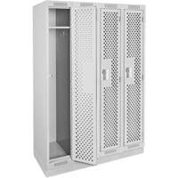 Clean Line Lockers, Bank of 4, 48" x 12" x 76", Steel, Grey, Rivet (Assembled), Perforated NRZ Safety Inc.