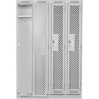 Clean Line Lockers, Bank of 4, 48" x 12" x 76", Steel, Grey, Rivet (Assembled), Perforated NRZ Safety Inc.