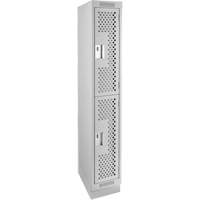 Clean Line Lockers, 2 -tier, 12" x 12" x 76", Steel, Grey, Rivet (Assembled), Perforated NRZ Safety Inc.