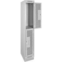 Clean Line Lockers, 2 -tier, 12" x 12" x 76", Steel, Grey, Rivet (Assembled), Perforated NRZ Safety Inc.