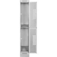 Clean Line Lockers, 2 -tier, 12" x 12" x 76", Steel, Grey, Rivet (Assembled), Perforated NRZ Safety Inc.
