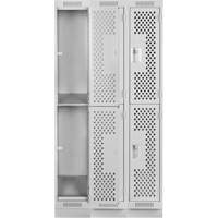 Clean Line Lockers, 2 -tier, Bank of 3, 36" x 15" x 76", Steel, Grey, Rivet (Assembled), Perforated NRZ Safety Inc.