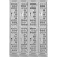 Clean Line Lockers, 2 -tier, Bank of 4, 48" x 15" x 76", Steel, Grey, Rivet (Assembled), Perforated NRZ Safety Inc.