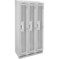 Clean Line Lockers, Bank of 3, 36" x 15" x 82", Steel, Grey, Rivet (Assembled), Perforated NRZ Safety Inc.