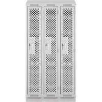 Clean Line Lockers, Bank of 3, 36" x 15" x 82", Steel, Grey, Rivet (Assembled), Perforated NRZ Safety Inc.