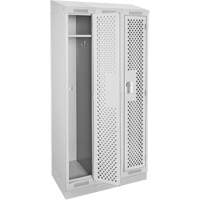 Clean Line Lockers, Bank of 3, 36" x 15" x 82", Steel, Grey, Rivet (Assembled), Perforated NRZ Safety Inc.