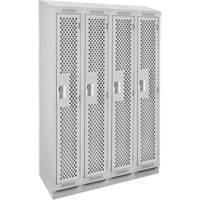 Casiers Clean Line, Bloc de 4, 48" x 15" x 82", Acier, Gris, Rivet (assembl&eacute;), Perfor&eacute; NRZ Safety Inc.