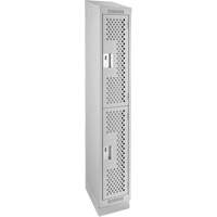 Clean Line Lockers, 2 -tier, 12" x 12" x 82", Steel, Grey, Rivet (Assembled), Perforated NRZ Safety Inc.