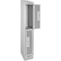 Clean Line Lockers, 2 -tier, 12" x 12" x 82", Steel, Grey, Rivet (Assembled), Perforated NRZ Safety Inc.