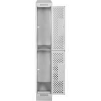 Clean Line Lockers, 2 -tier, 12" x 12" x 82", Steel, Grey, Rivet (Assembled), Perforated NRZ Safety Inc.