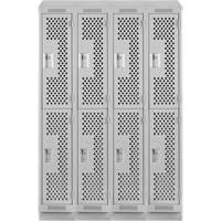 Clean Line Lockers, 2 -tier, Bank of 4, 48" x 12" x 82", Steel, Grey, Rivet (Assembled), Perforated NRZ Safety Inc.