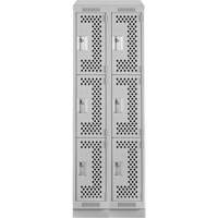 Clean Line Lockers, 3 -tier, Bank of 2, 24" x 18" x 82", Steel, Grey, Rivet (Assembled), Perforated NRZ Safety Inc.