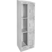 Clean Line Lockers, 3 -tier, Bank of 2, 24" x 18" x 82", Steel, Grey, Rivet (Assembled), Perforated NRZ Safety Inc.