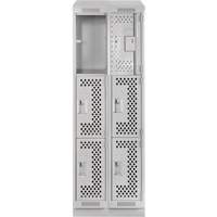 Clean Line Lockers, 3 -tier, Bank of 2, 24" x 18" x 82", Steel, Grey, Rivet (Assembled), Perforated NRZ Safety Inc.