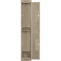 Clean Line Lockers, 2 -tier, 12" x 12" x 72", Steel, Beige, Rivet (Assembled), Perforated NRZ Safety Inc.