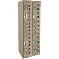 Clean Line Lockers, 2 -tier, Bank of 2, 24" x 15" x 72", Steel, Beige, Rivet (Assembled), Perforated NRZ Safety Inc.