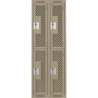 Clean Line Lockers, 2 -tier, Bank of 2, 24" x 15" x 72", Steel, Beige, Rivet (Assembled), Perforated NRZ Safety Inc.