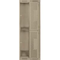 Clean Line Lockers, 2 -tier, Bank of 2, 24" x 15" x 72", Steel, Beige, Rivet (Assembled), Perforated NRZ Safety Inc.