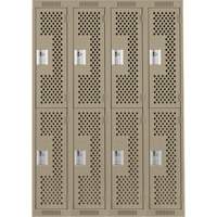 Clean Line Lockers, 2 -tier, Bank of 4, 48" x 12" x 72", Steel, Beige, Rivet (Assembled), Perforated NRZ Safety Inc.