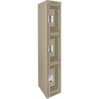 Casiers Clean Line, 3 niveaux, 12" x 12" x 72", Acier, Beige, Rivet (assembl&eacute;), Perfor&eacute; NRZ Safety Inc.