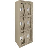 Casiers Clean Line, 3 niveaux, Bloc de 2, 24" x 12" x 72", Acier, Beige, Rivet (assembl&eacute;), Perfor&eacute; NRZ Safety Inc.